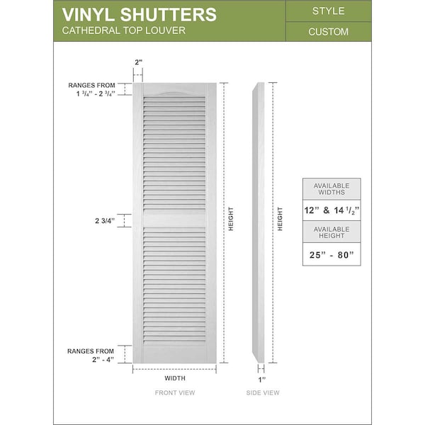 Lifetime Vinyl, TailorMade Cathedral Top Center Mullion, Open Louver, Shutter-Loks, LL1C14X05900BL